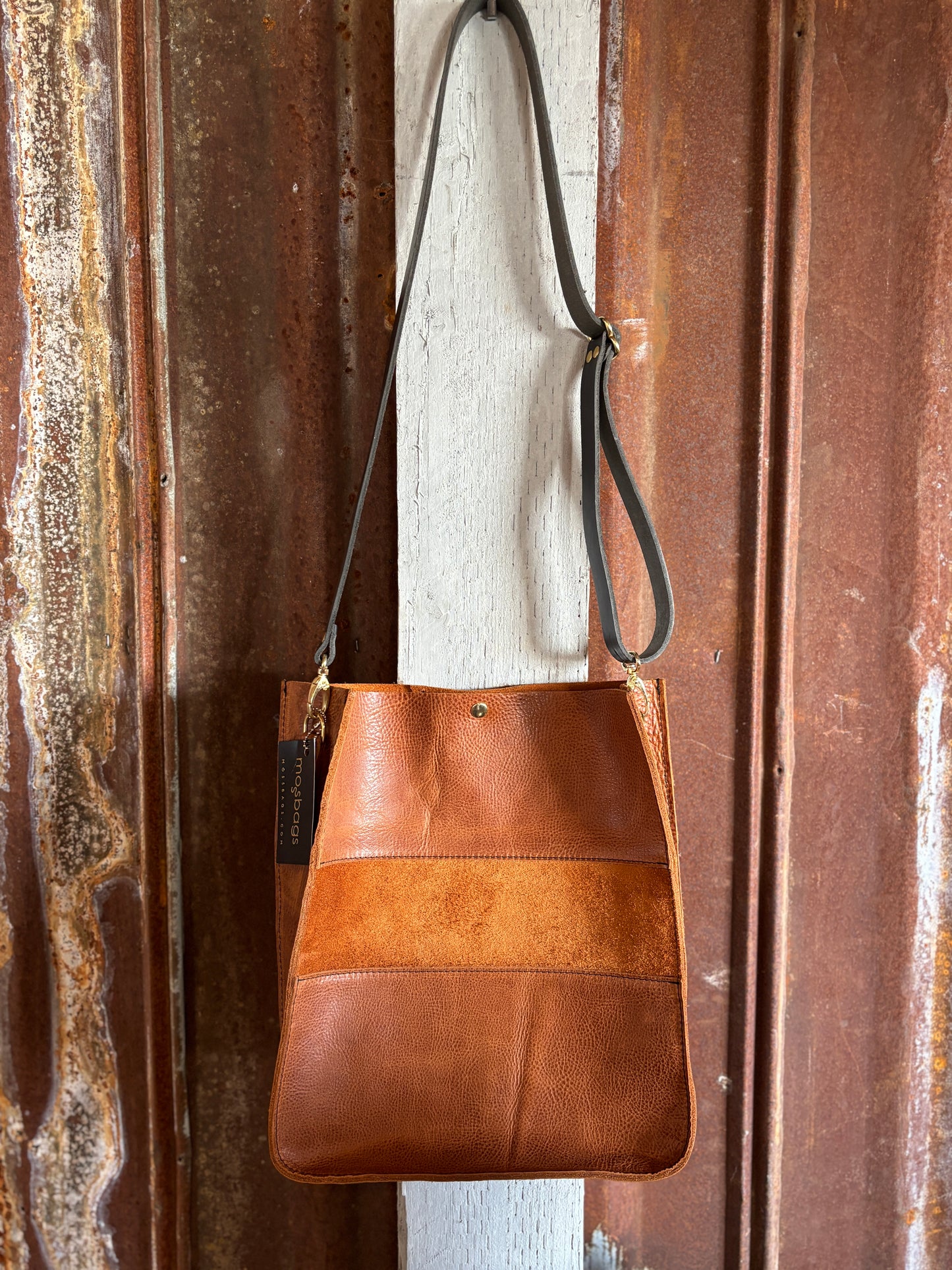 Patchwork Crossbody Bag - Tan Leather
