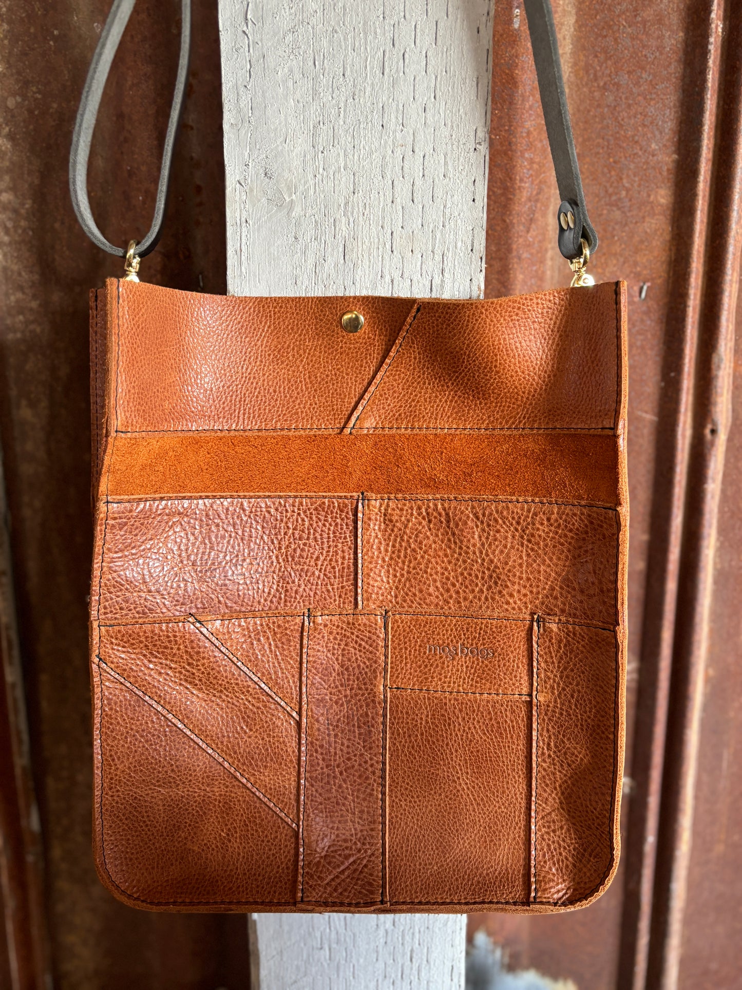 Patchwork Crossbody Bag - Tan Leather
