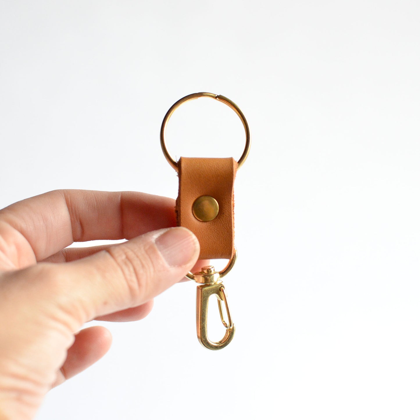 Brass Leather Key Clip + Ring