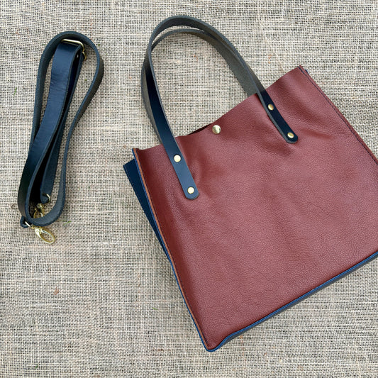 LIMITED EDITION Box Bag - Rustic Brown + Navy Blue