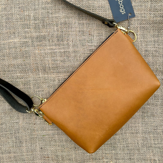 DISCONTINUED Zipper Fanny Pack + Crossbody - Honey Brown Leather