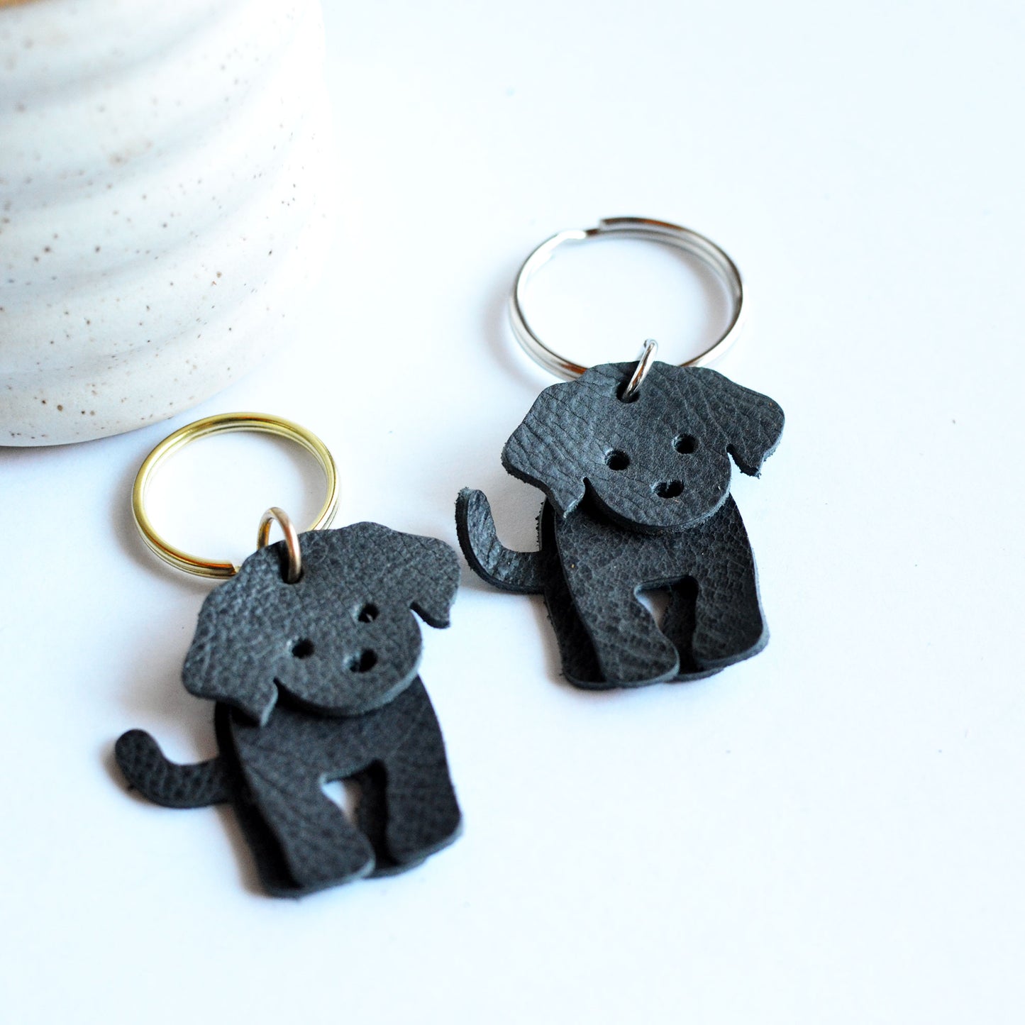 Lucky Dog Card + Leather Dog Keychain Gift Set