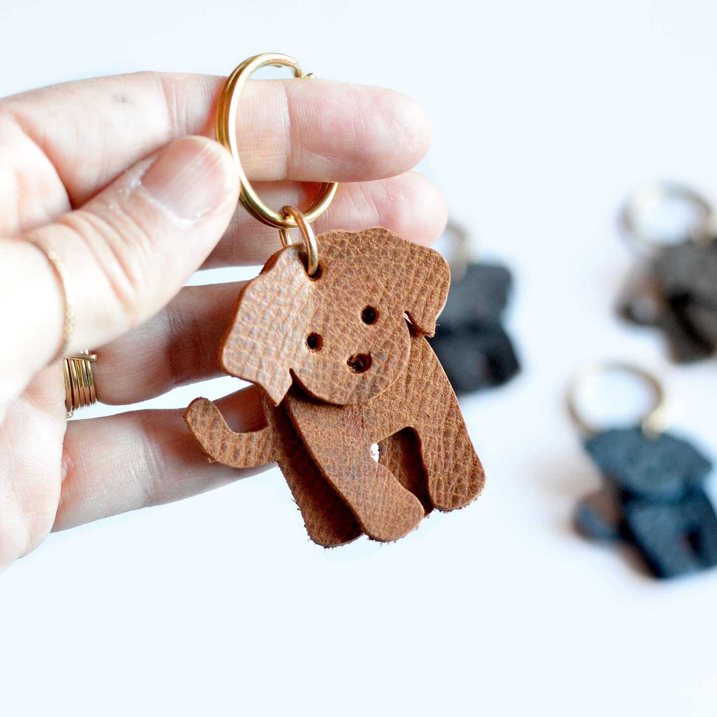 Lucky Dog Card + Leather Dog Keychain Gift Set