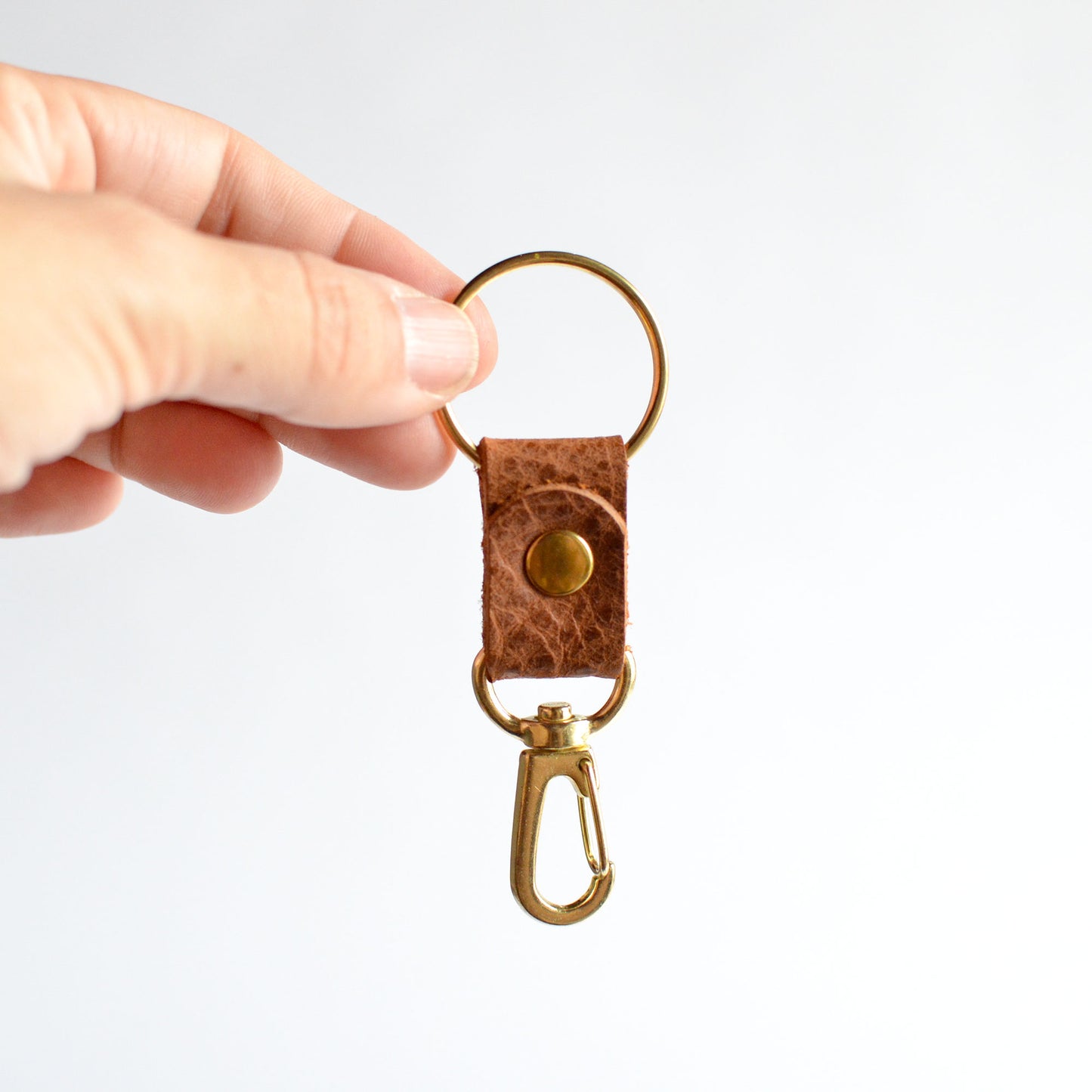 Brass Leather Key Clip + Ring