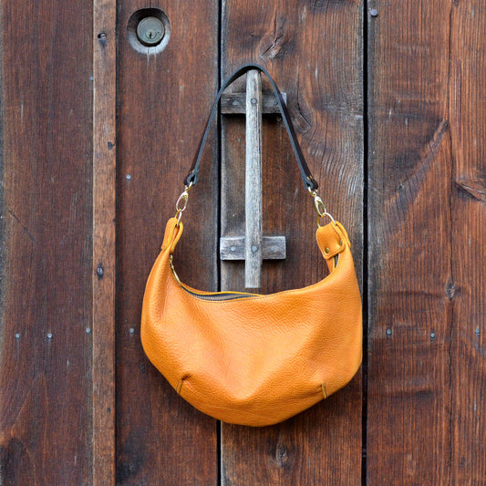 Leather HOBO Crossbody Bag - Amber Leather