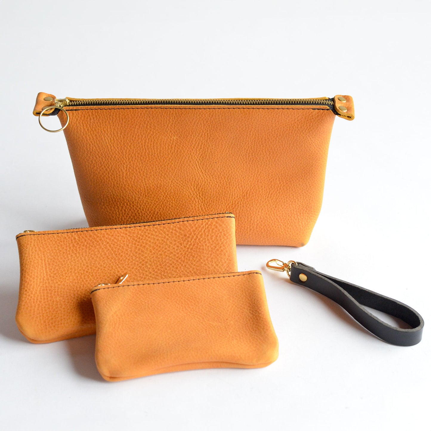 Set of 3 Zipper Pouch Bundle + Wristlet