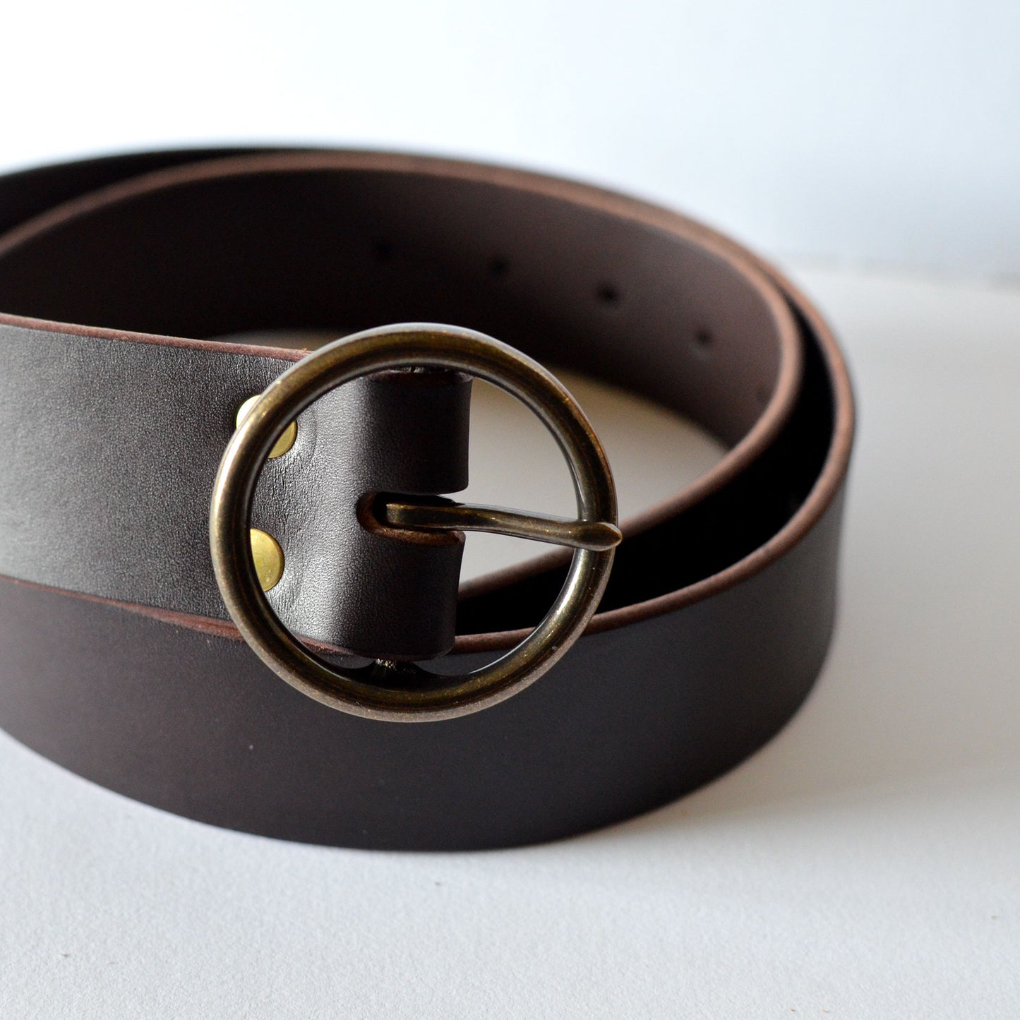 1½" Round Circle Leather BELT - 3 Buckle Options