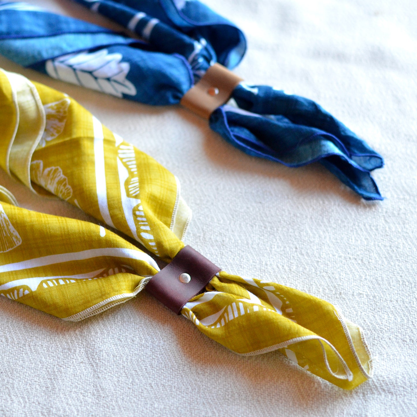 Bandana Slides - Full Grain Leather with Brass or Silver Rivet