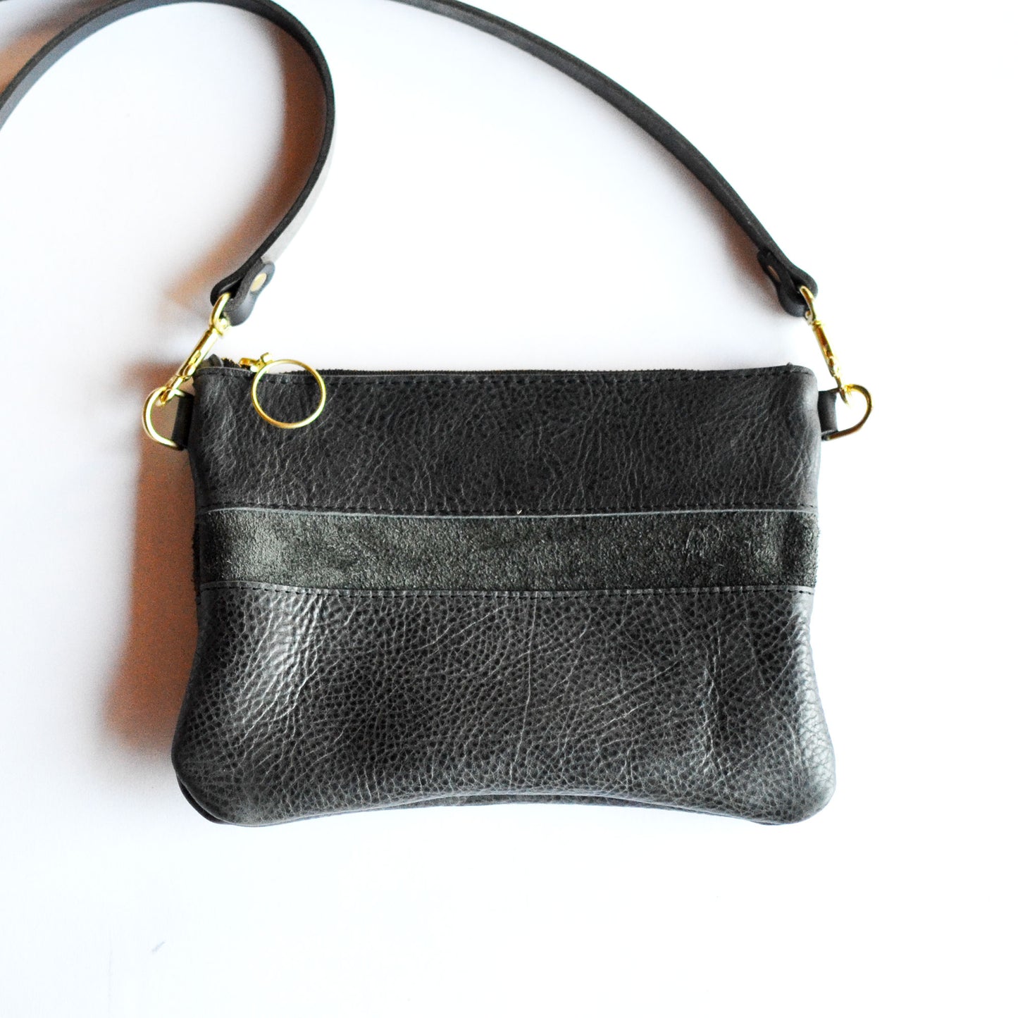 Small Leather Crossbody Bag - Black Leather