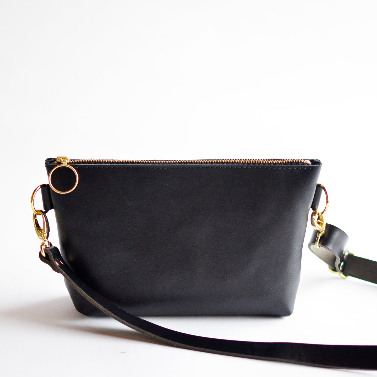 Zipper Fanny Pack + Crossbody (+ Pouch) - Black Leather