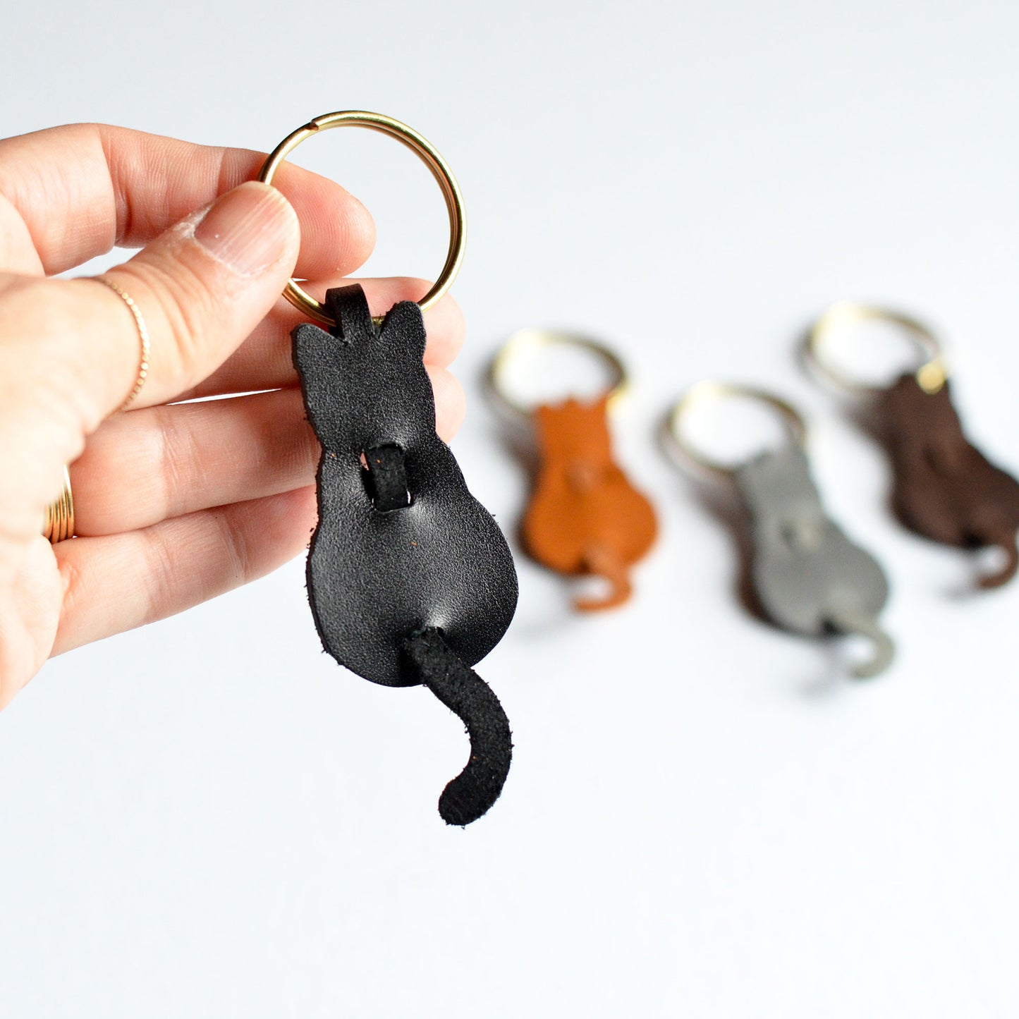 Cat Leather Key Ring