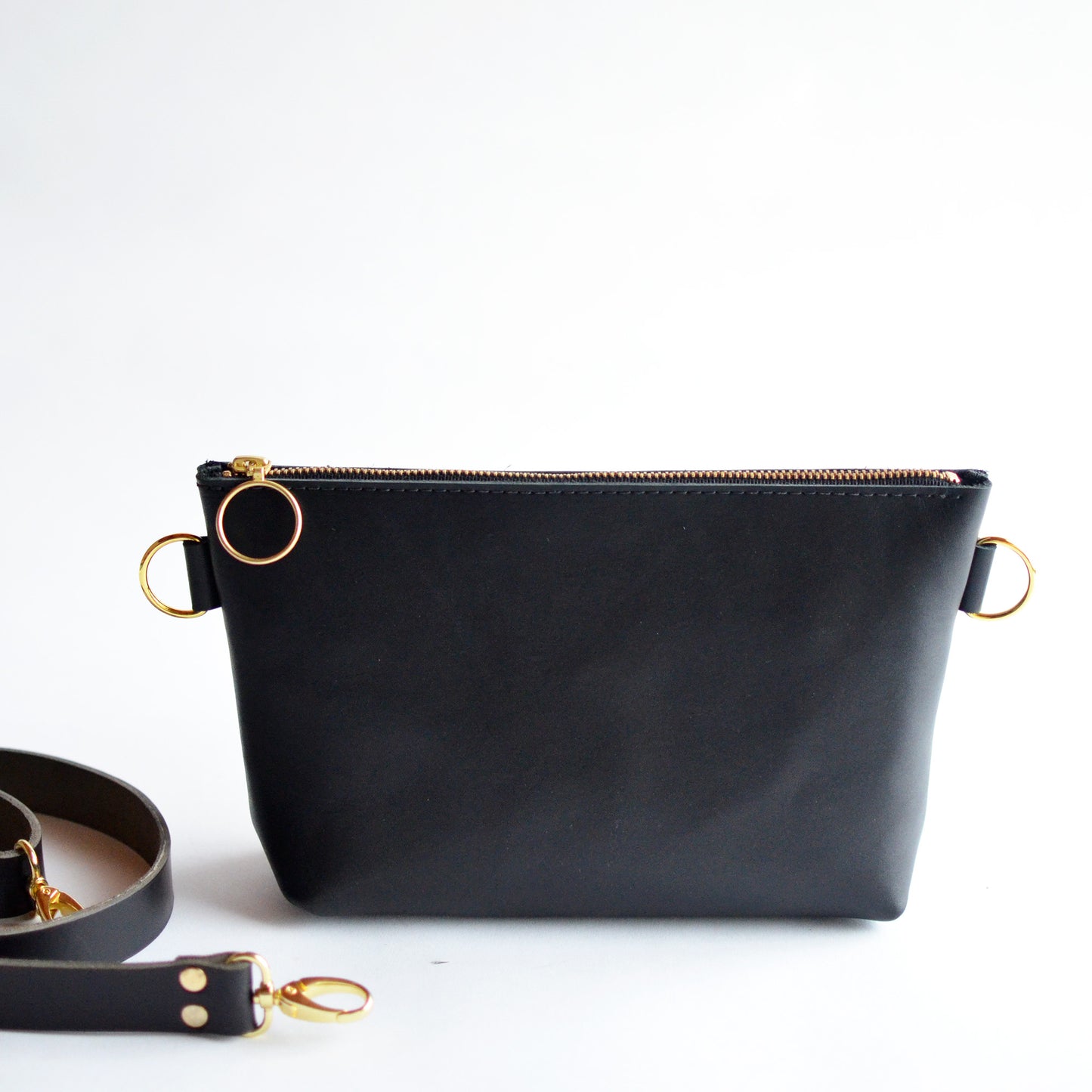 Zipper Fanny Pack + Crossbody (+ Pouch) - Black Leather