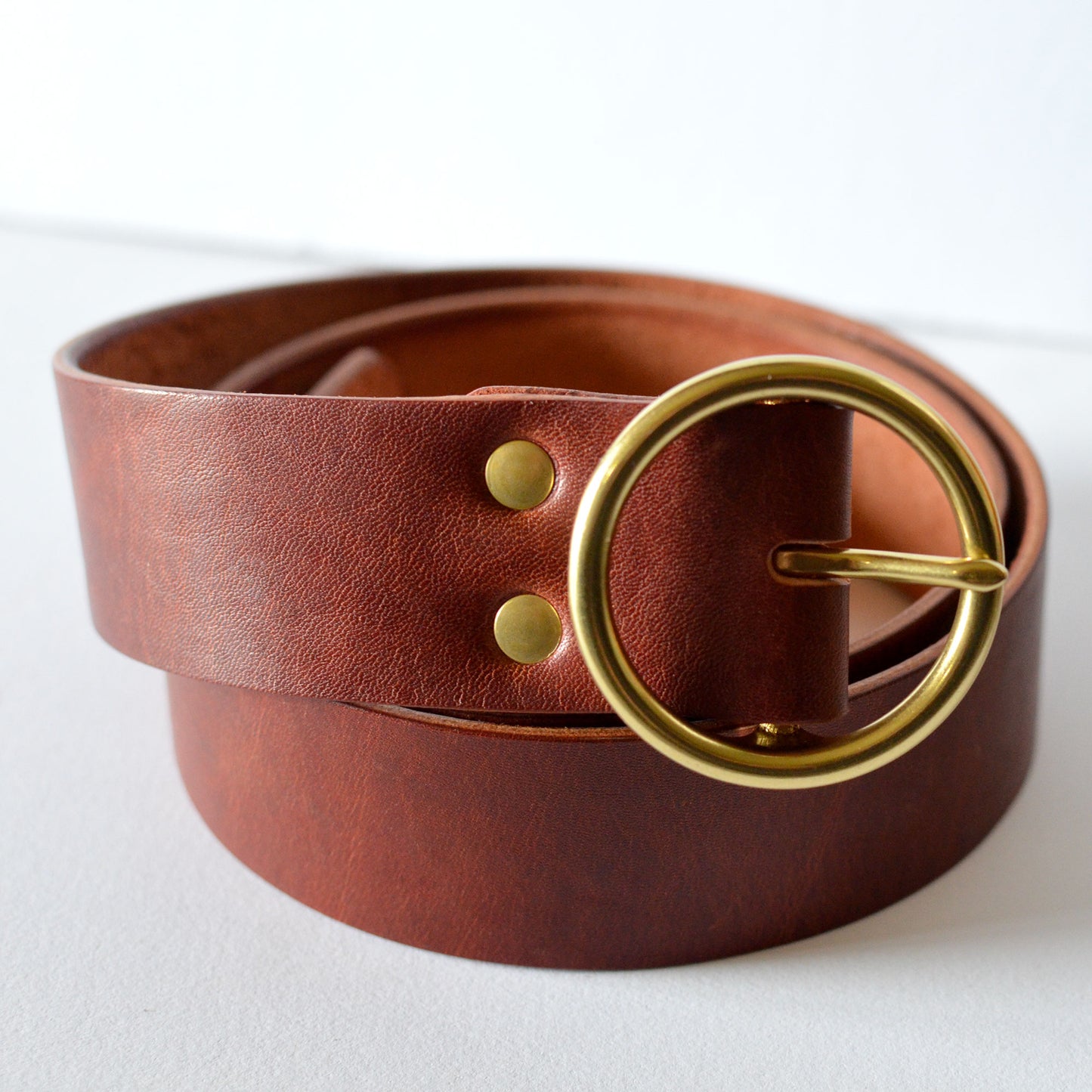 1½" Round Circle Leather BELT - 3 Buckle Options