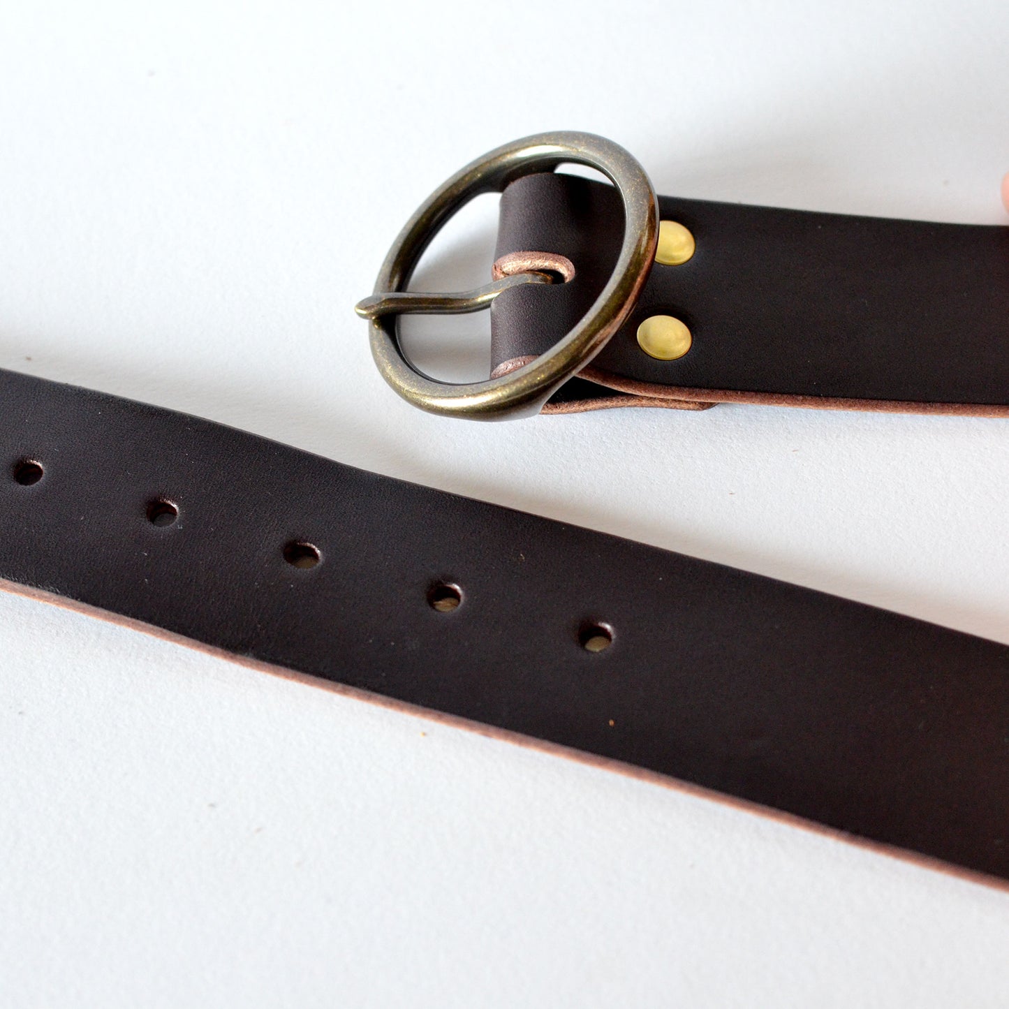 1½" Round Circle Leather BELT - 3 Buckle Options