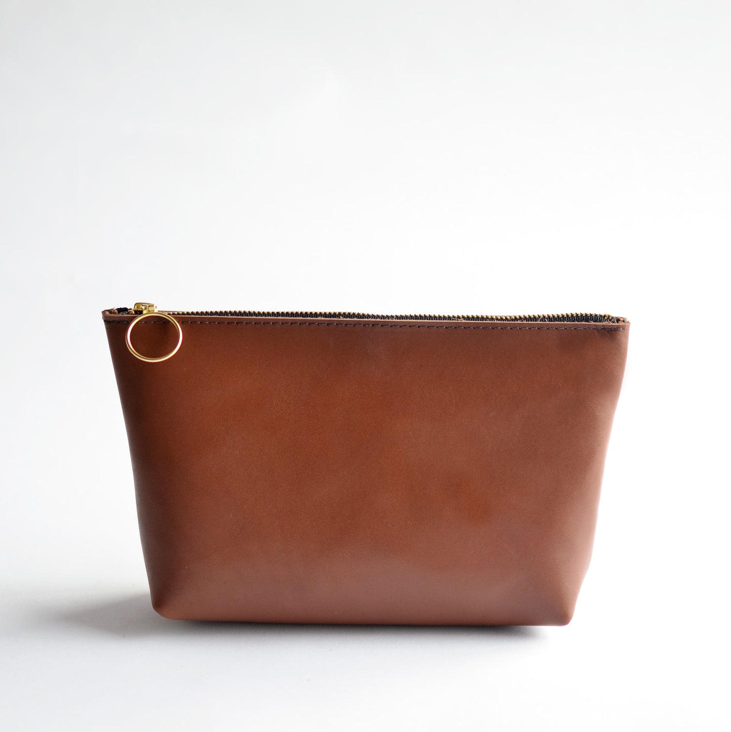 Wristlet Zipper Pouch - Brown Leather