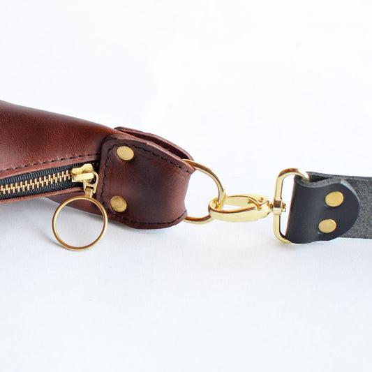 Leather HOBO Crossbody Bag - Burgundy Brown Leather