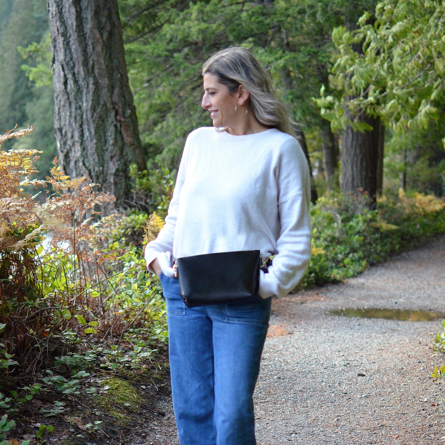 Zipper Fanny Pack + Crossbody (+ Pouch) - Black Leather
