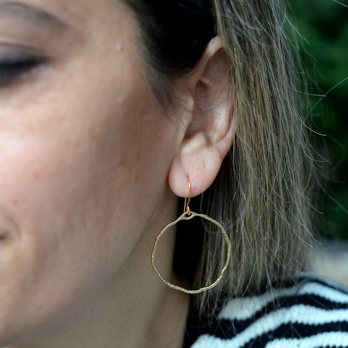 Textured Hoops - Shiny Gold + Silver