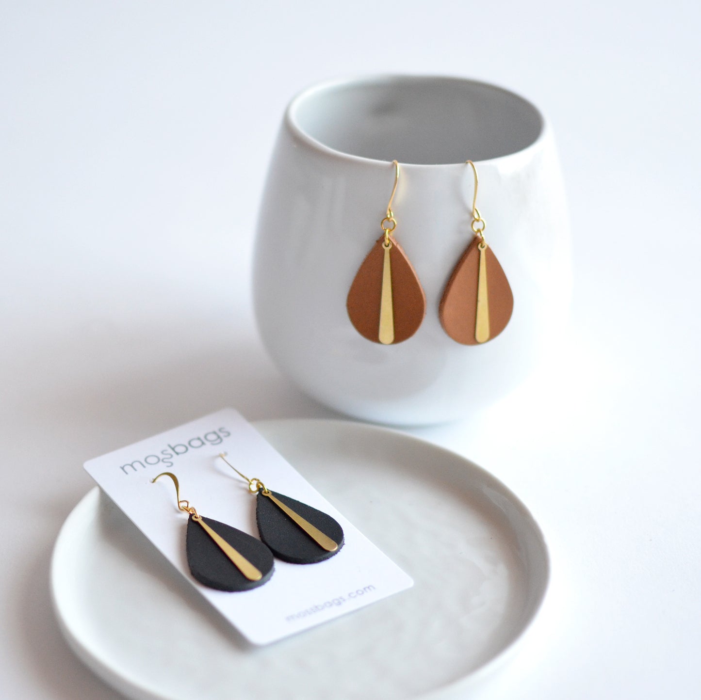 Teardrop Leather Earrings