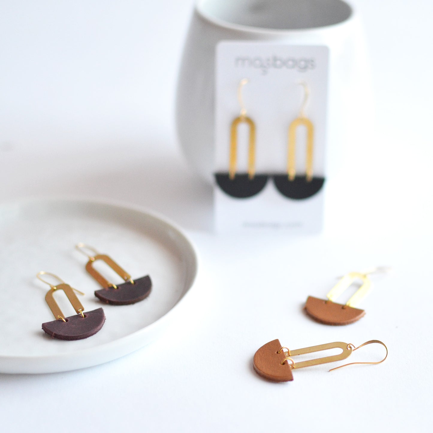 Brass + Leather Earrings