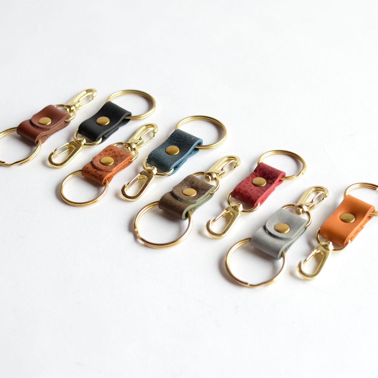 Brass Leather Key Clip + Ring