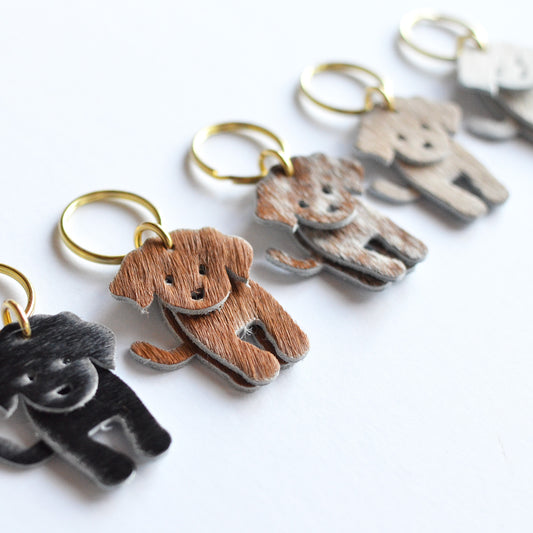 Dog Leather Keychain - Hair-On Leather (Moss Dog Collection)