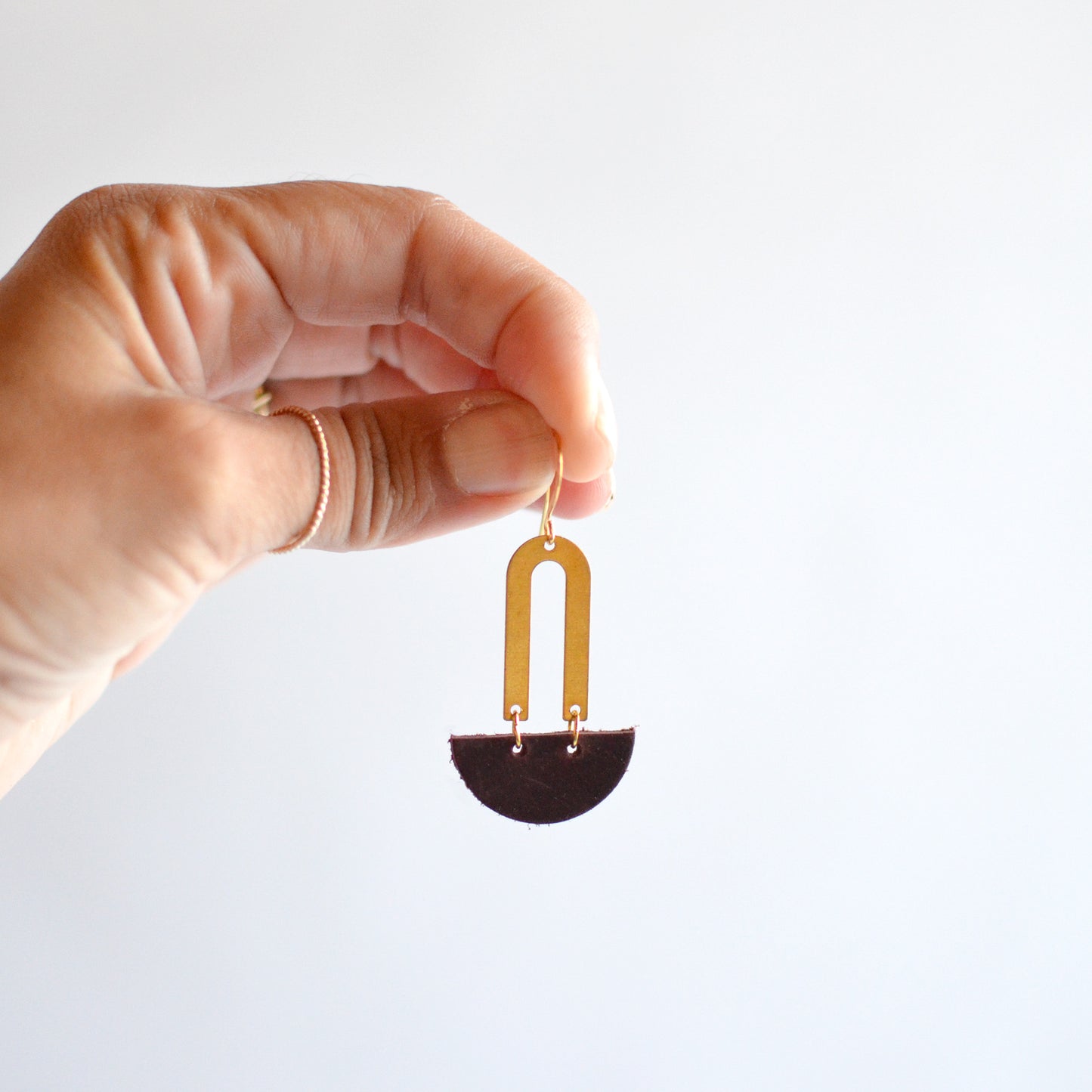 Brass + Leather Earrings