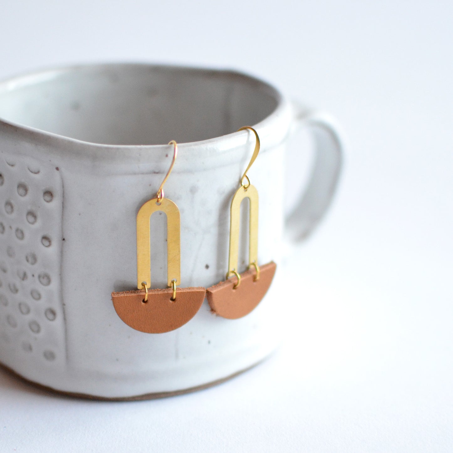 Brass + Leather Earrings