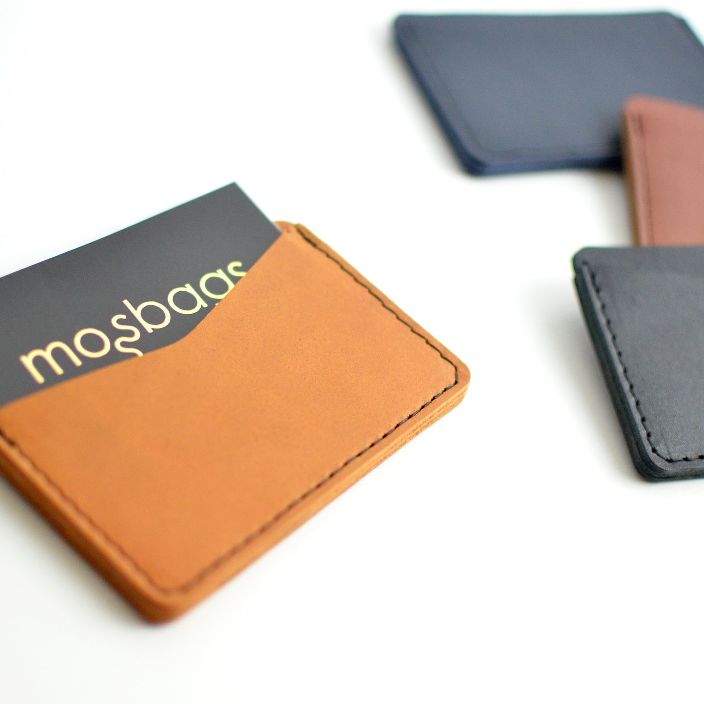 Double Sided Card Holder - Honey Leather