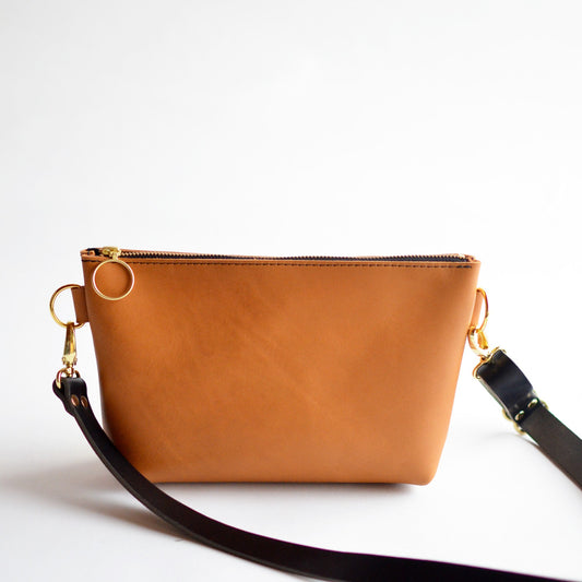 DISCONTINUED Zipper Fanny Pack + Crossbody - Honey Brown Leather
