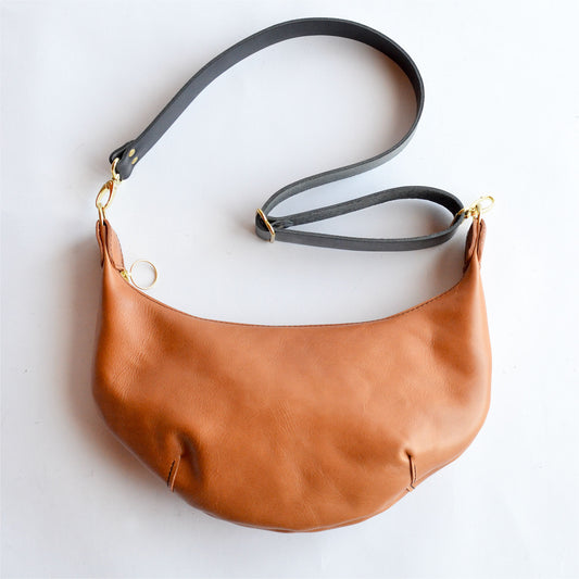 Leather HOBO Crossbody Bag - Honey Brown Leather