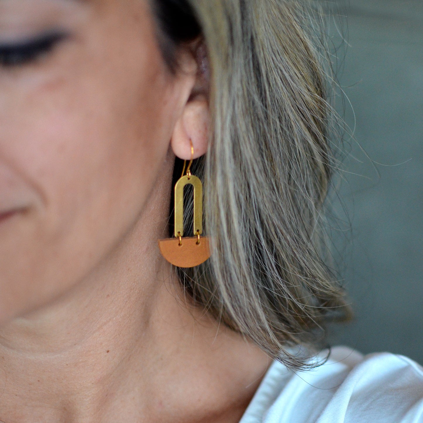 Brass + Leather Earrings