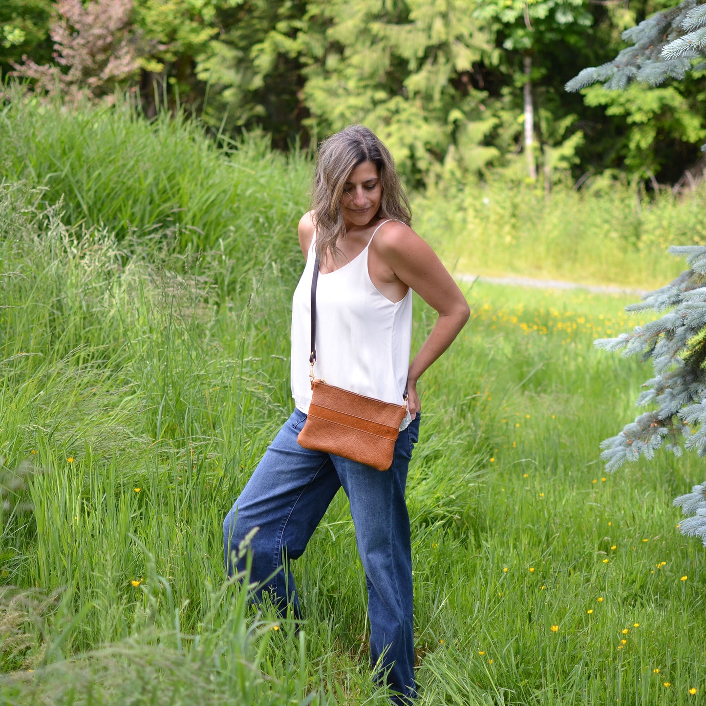 Small Leather Crossbody Bag - Teal Leather