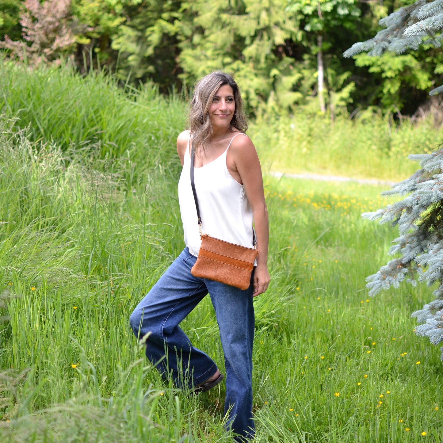 Small Leather Crossbody Bag - Black Leather