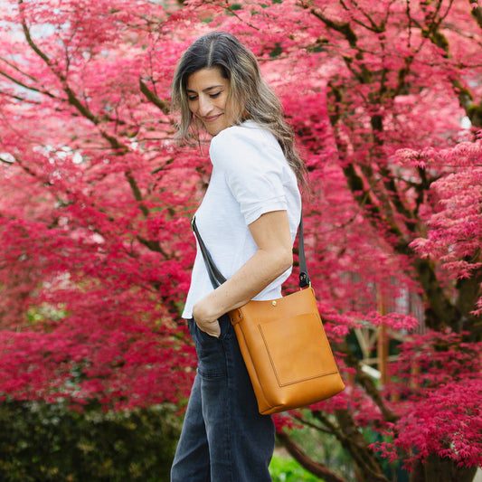 PARKER Small Convertible Crossbody - Honey Brown Leather