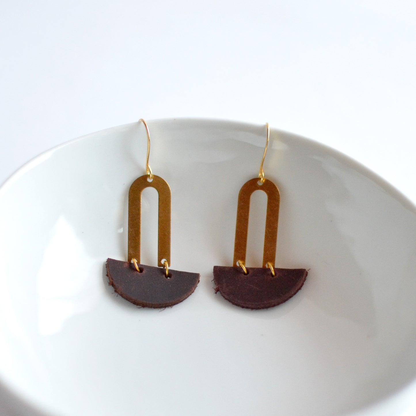 Brass + Leather Earrings