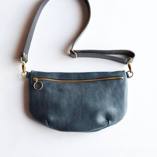 LOLA Sling Bag SALE - Short Crossbody - Pebbled Navy Blue Leather