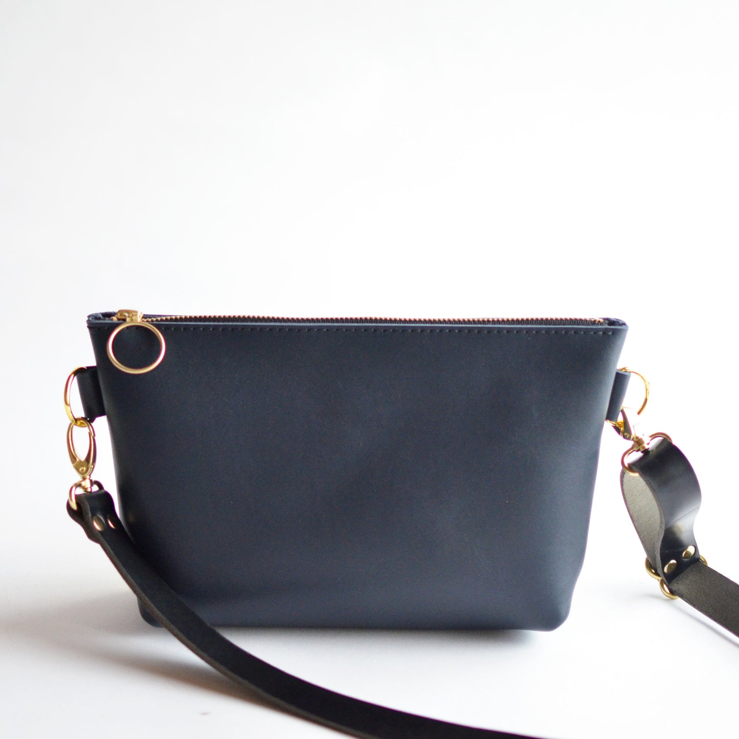 Zipper Fanny Pack + Crossbody (+ Pouch) - Navy Blue Leather