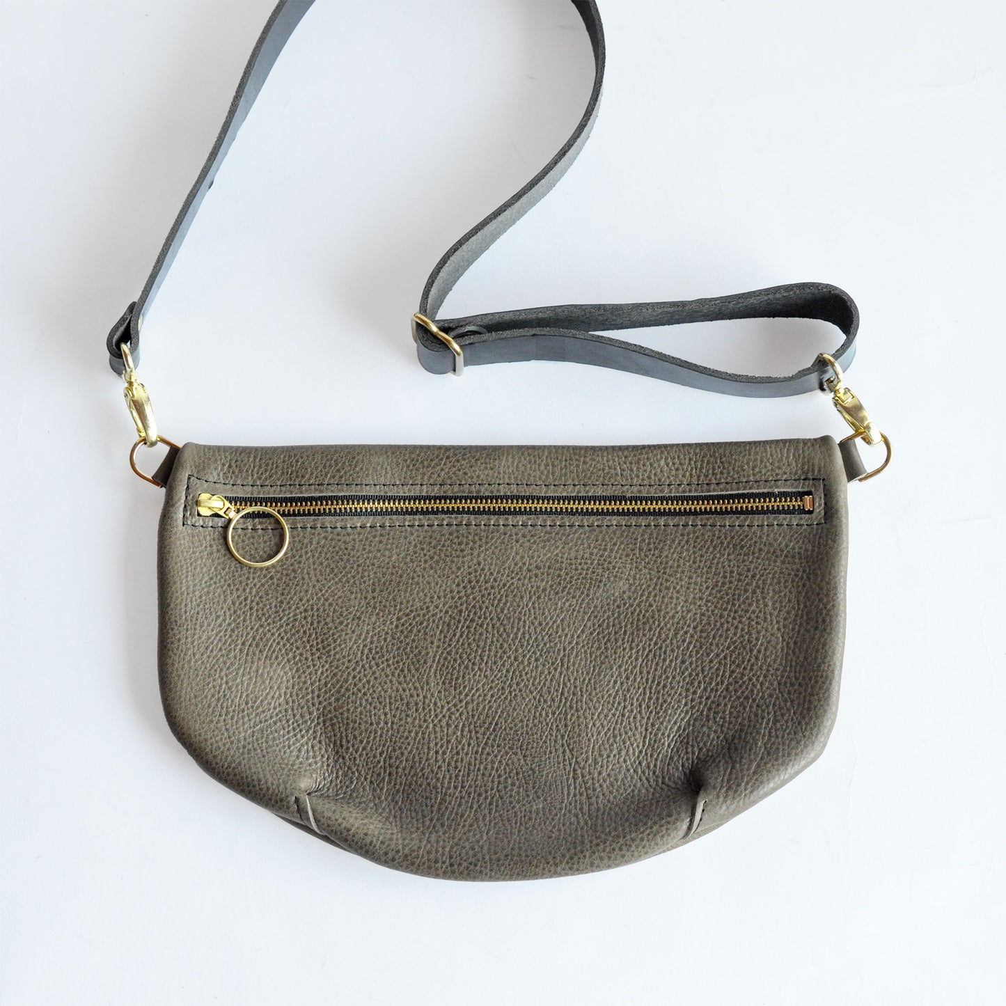LOLA Sling Bag - Short Crossbody - Pebbled Olive Green Leather