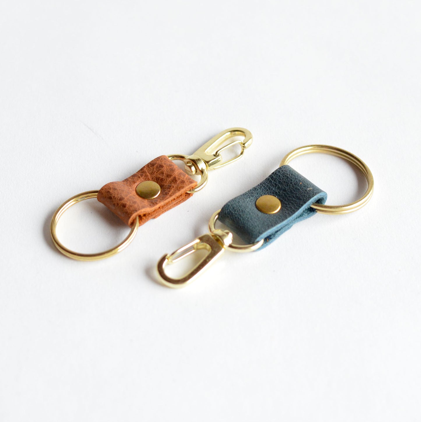 Brass Leather Key Clip + Ring