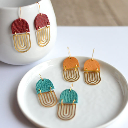Rainbow Leather Earrings