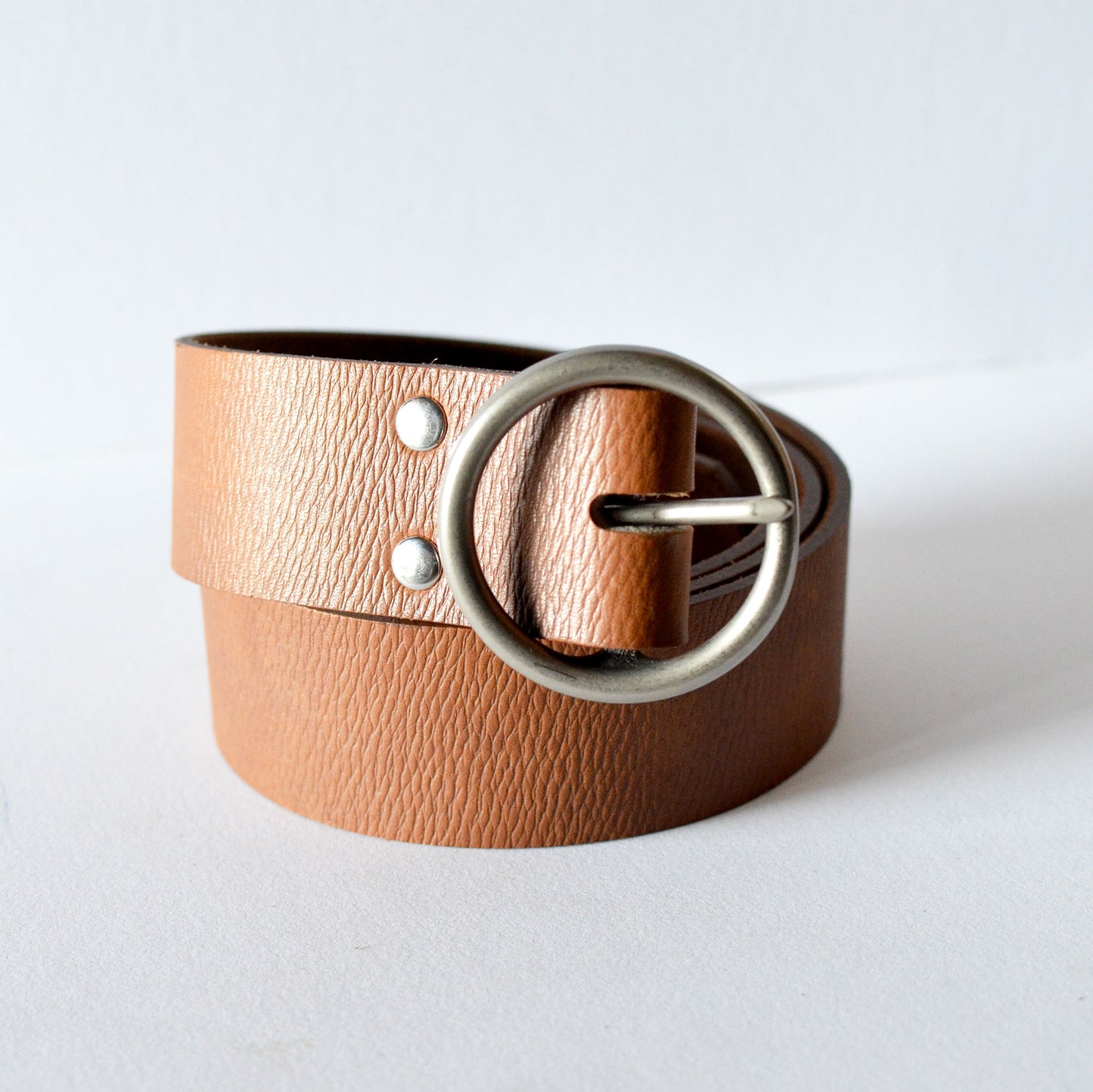 1½" Round Circle Leather BELT - 3 Buckle Options