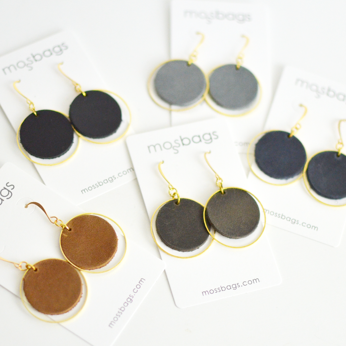 Double Moon Leather Earrings
