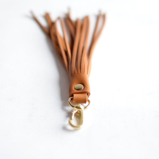 Fringe Leather Key Clip / Tassel Keychain - Honey Leather