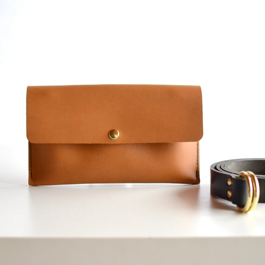 Hipster Bag (Fanny Pack + Clutch) - Honey Brown Leather