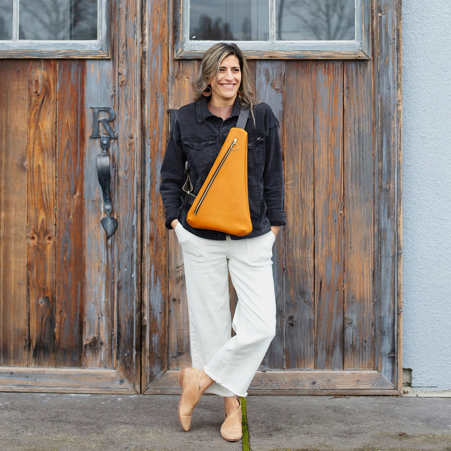 Full Grain Leather Sling Bag by Moss Bags Julie Simon