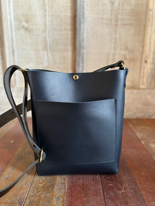 Parker Crossbody Bag - Navy Blue Leather