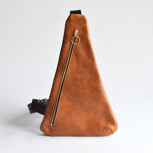 Triangle Sling Bag - Pebbled Tan Slouchy Leather