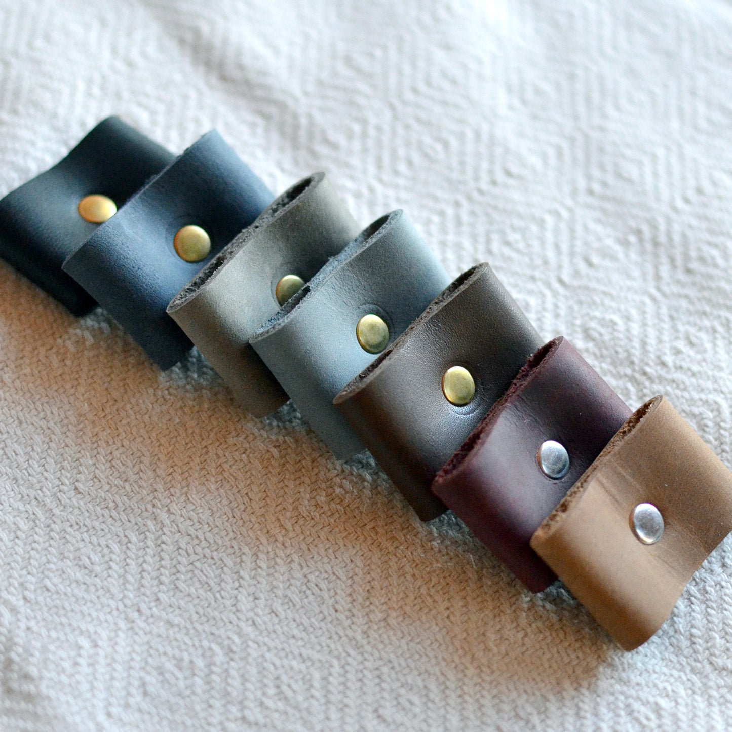 Bandana Slides - Full Grain Leather with Brass or Silver Rivet