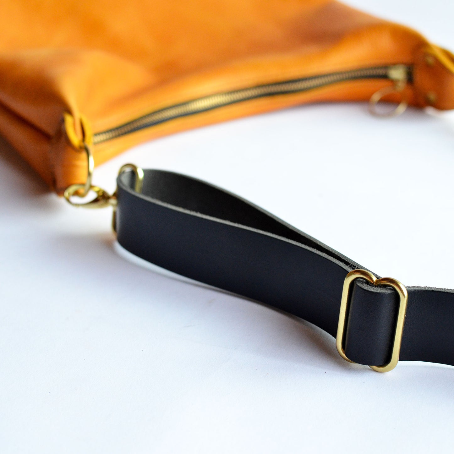 Leather BUCKET Crossbody Bag - Navy Blue Leather